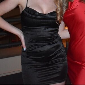 Windsor Sleek Vibes Satin Mini Dress Little Black Dress Size Small